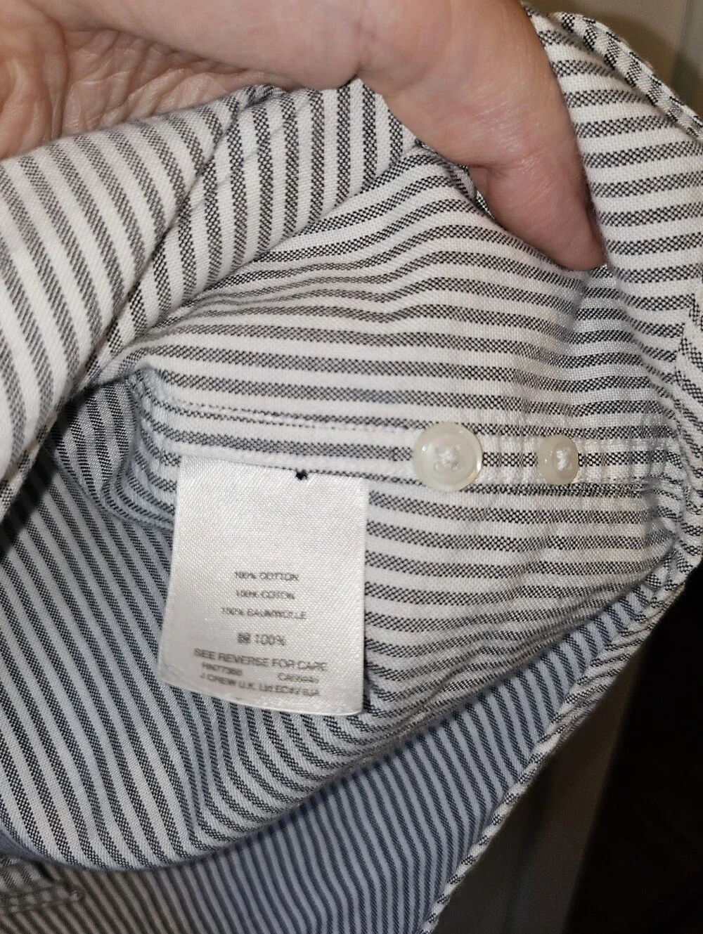 J.Crew Striped Cotton Button Up White and Gray Slim Fit Medium